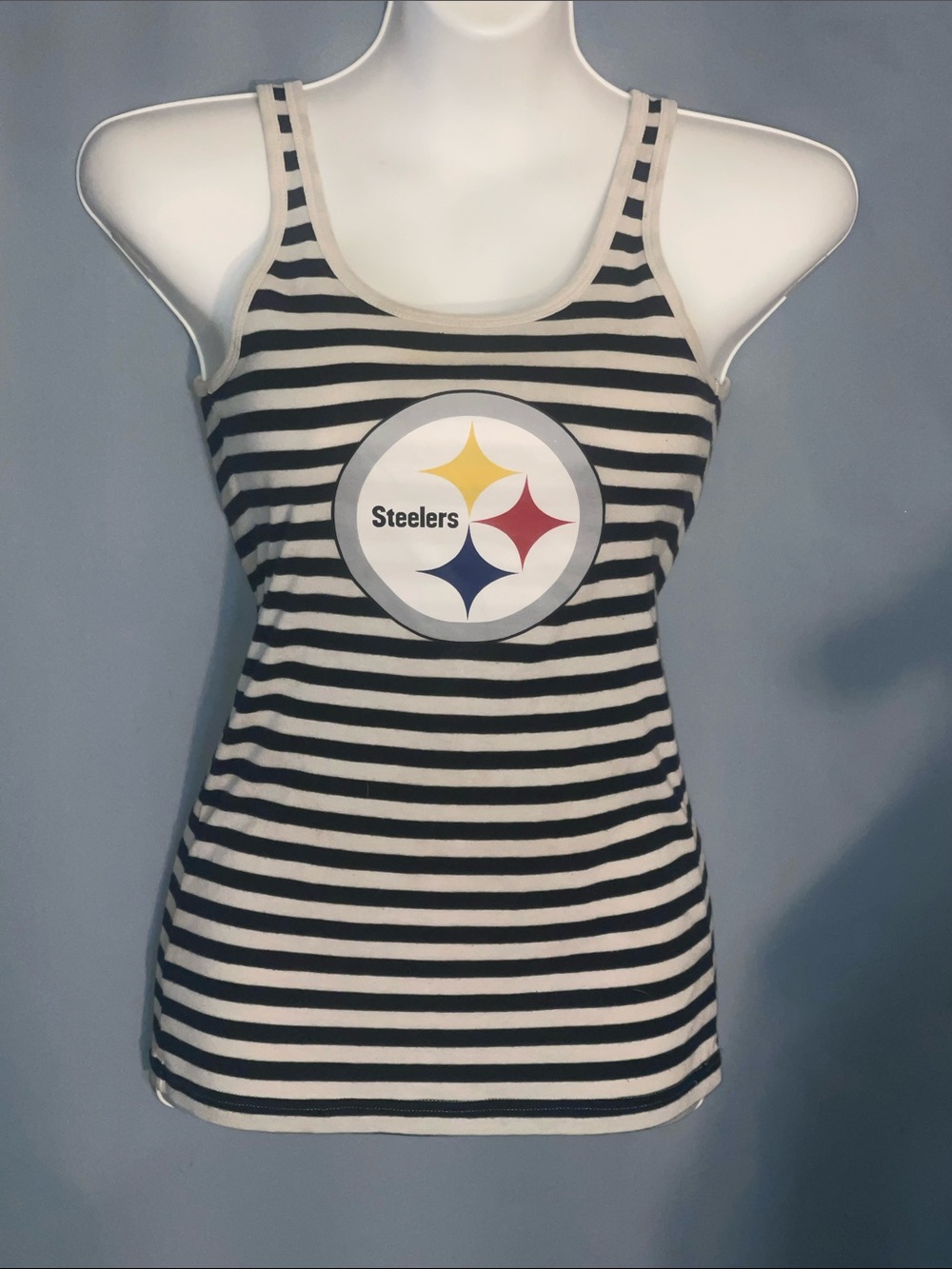 Team Apparel Black and White Striped Pittsburgh Steelers Tank Top